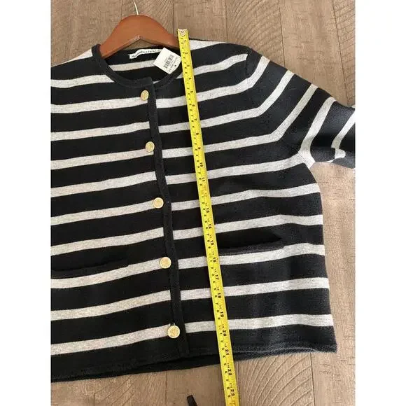 NWT Abercrombie & Fitch LuxeLoft Crew Sweater Jacket Black & Gold Women’s Large - Picture 10 of 11